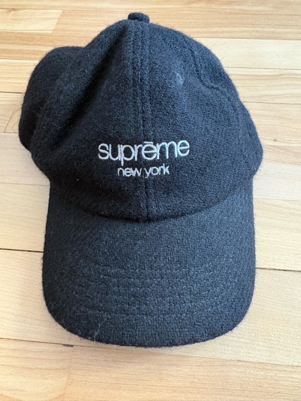 Supreme Black Wool 'supreme new york' Embroidered Cap